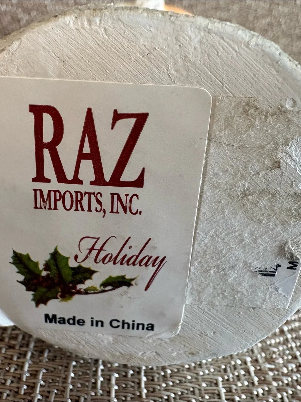 RAZ Imports White Father Christmas Santa Claus Figurine Blue Sack  Folk Art 7.5”
